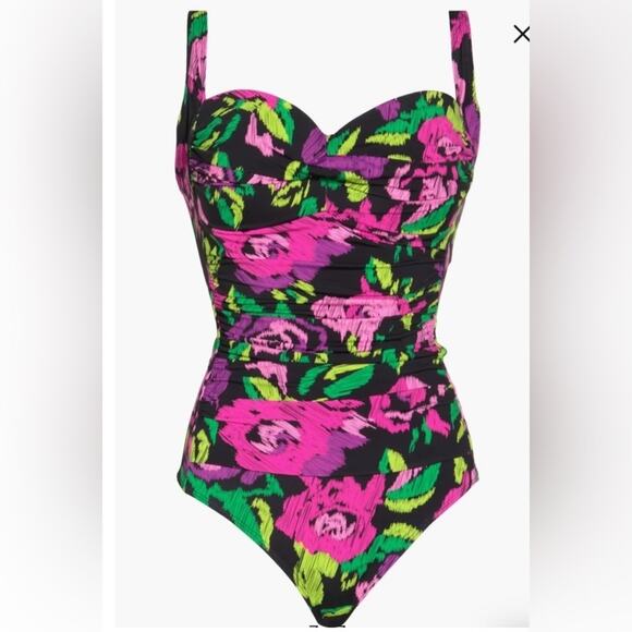 NEW BETSEY JOHNSON BRIGHT FLORAL ONE PIECE SWIMSUIT SZ XL - Picture 7 of 12